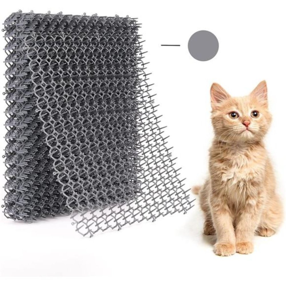 Cat Deterrent Scat Mat for Cats-Cat Spike Mat (Set of 10, Grey) 16.5 x 13.4 Inch